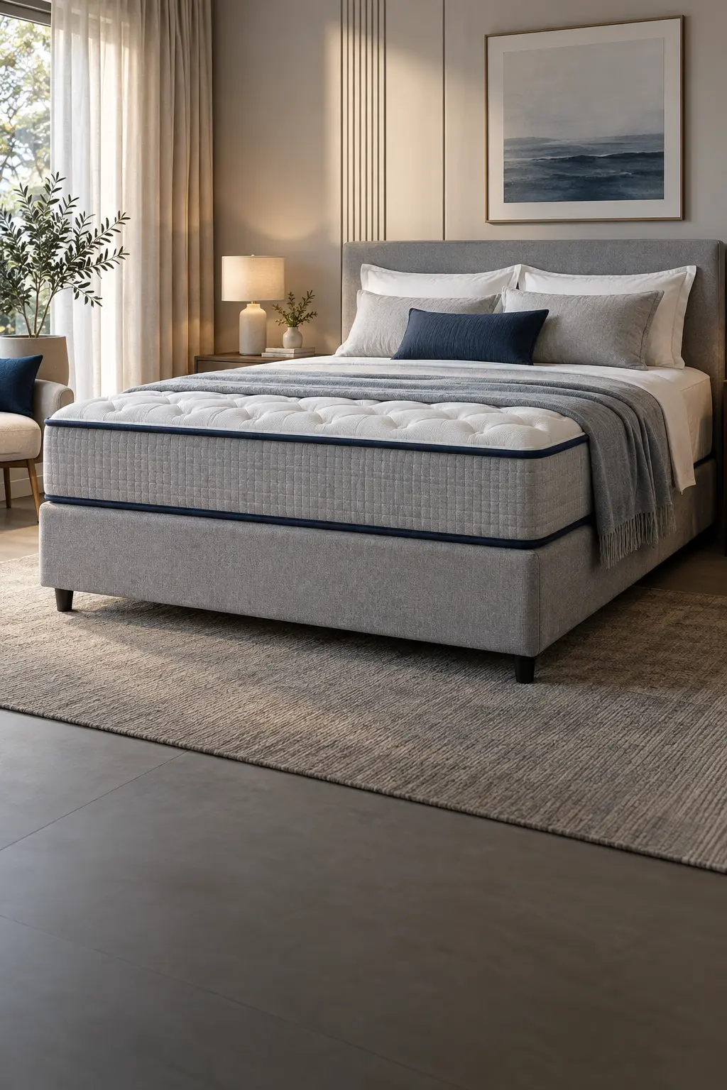 Colchão e cama box em ambiente confortável
